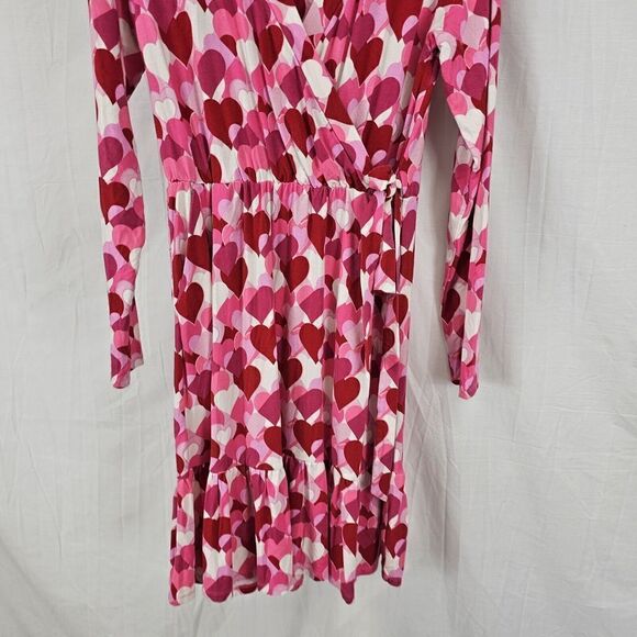 DRAPER JAMES RSVP Valentine's Day Hearts Long Sleeve Knit Wrap Dress-Small - Picture 4 of 9